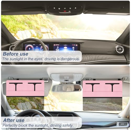 NAZZO Car Visor Extender Sun Blocker, Polarized Sunvisor Extension with Removable Magnetic PC Lens, Anti Glare Car Visor Extended for Safe Driving, Universal for SUV, Family Automotive, Pink by NAZZO - Used condition - Image 3