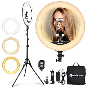 Ring Light 18 Inch LED Ringlight Kit with 73 inch Tripod Stand with Phone Holder Adjustable 3200-6000k Color Temperature…