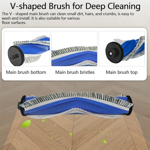 Image of Accessories for ECOVACS DEEBOT N20 Plus, N20 Pro Plus, for Yeedi C12 Pro Plus, C12 Vacuum Cleaner, 1 Main Brush, 4 Filters, 4 Mop Pads, 6 Side Brushes, N20 Plus Replacement Part Kit Attachment