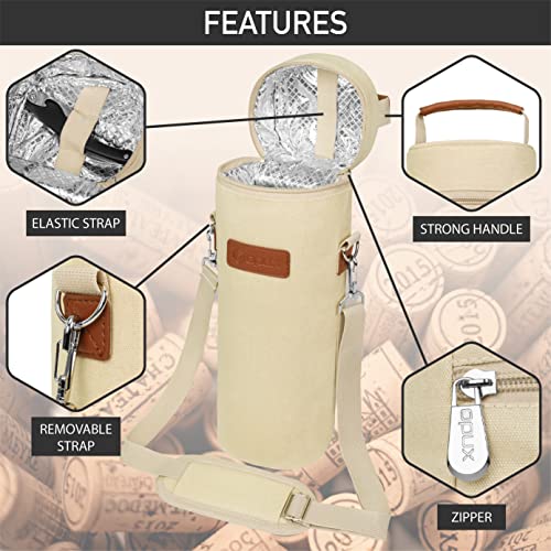 OPUX Sacola de vinho com alça de ombro – Bolsa térmica acolchoada com isolamento térmico para vinho