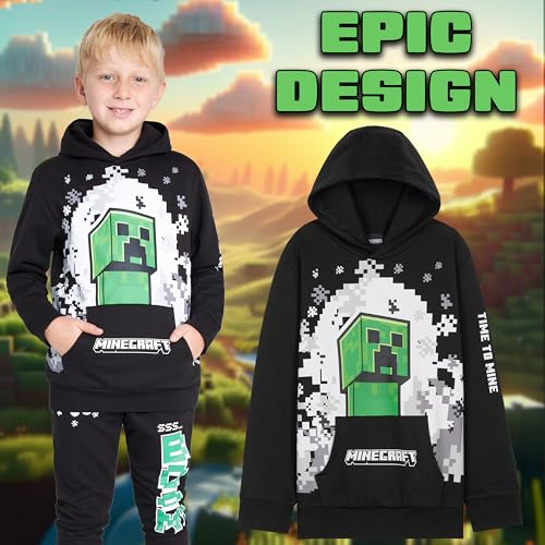 Image of Minecraft Boys Pants Set - Cozy Hoodie and Joggers for Kids - Fun Gifts for Boys