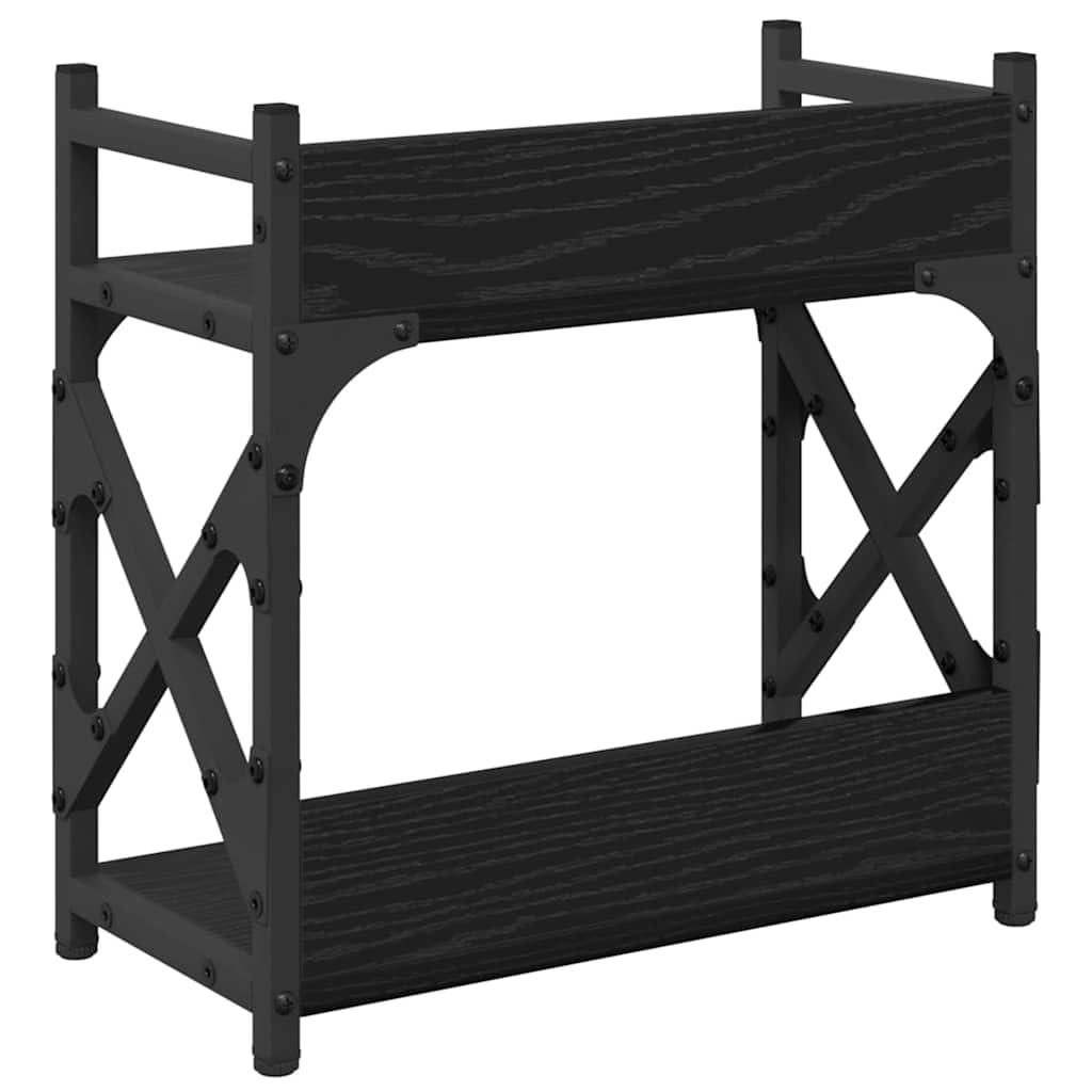 vidaXL Support d'imprimante Chêne Noir 40 x 20 x 40 cm, Support d'imprimante, Design Industriel, Shape rectangulaire, Rangement spacieux, Meuble Compact pour Bureau