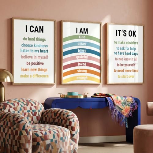 Image of Kotart Big Size quote Motivational Poster with Frame Aesthetic Positive Posters with Frames Motivational Quote feel good inspirational office Wall Art Room Living Room & Study Set Of 3 | Design 993 Beige (20x30 Inch)