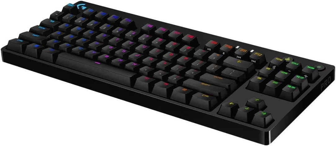 Logitech G PRO TKL Mechanical Gaming Keyboard, GX Blue Clicky Key Switches, LIGHTSYNC RGB, Portable Tenkeyless Design for esport Gaming, Detachable Micro USB Cable, QWERTY UK Layout - Black
