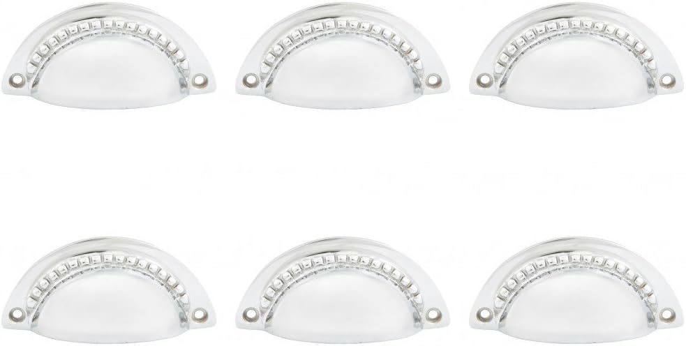 Chrome Cabinet Drawer Bin Cup Pull Hooded Design 3 1/8" Boring Set Of 6 Renovator's Supply