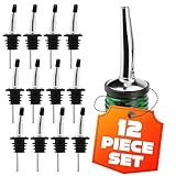 Liquor Pour Stainless Steel Classic Bottle Speed Pourers with Tapered Spout (12- pack)