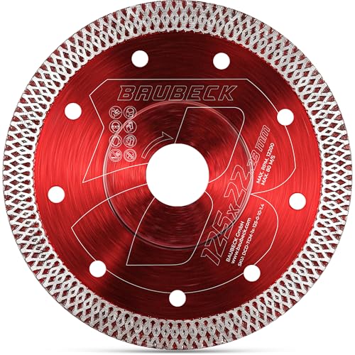 BAUBECK Disque Diamant 125 x 22,23 mm pour Carrelage, Céramique, Marbre et Pierre Naturelle – Coupe Professionnelle Haute Précision