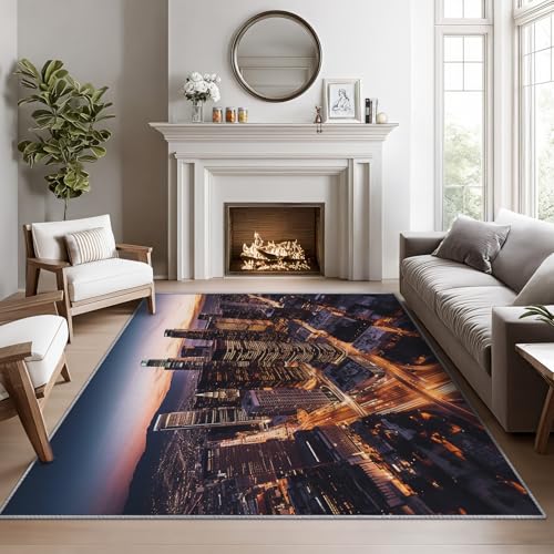 Phtbz City Skyline Rugs for Living Room - 5x7 Area