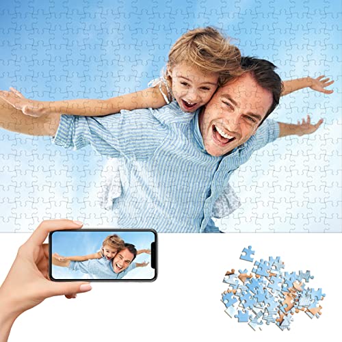 Custom Fathers Day Puzzles Jigsaw From Photos，Make Your Own Personalized 150 300 500 1000 1500 Pieces Heart Rectangle Puzzle For Kids Adults As Birthday Wedding Graduation Gifts (Horizontal) #TOP24