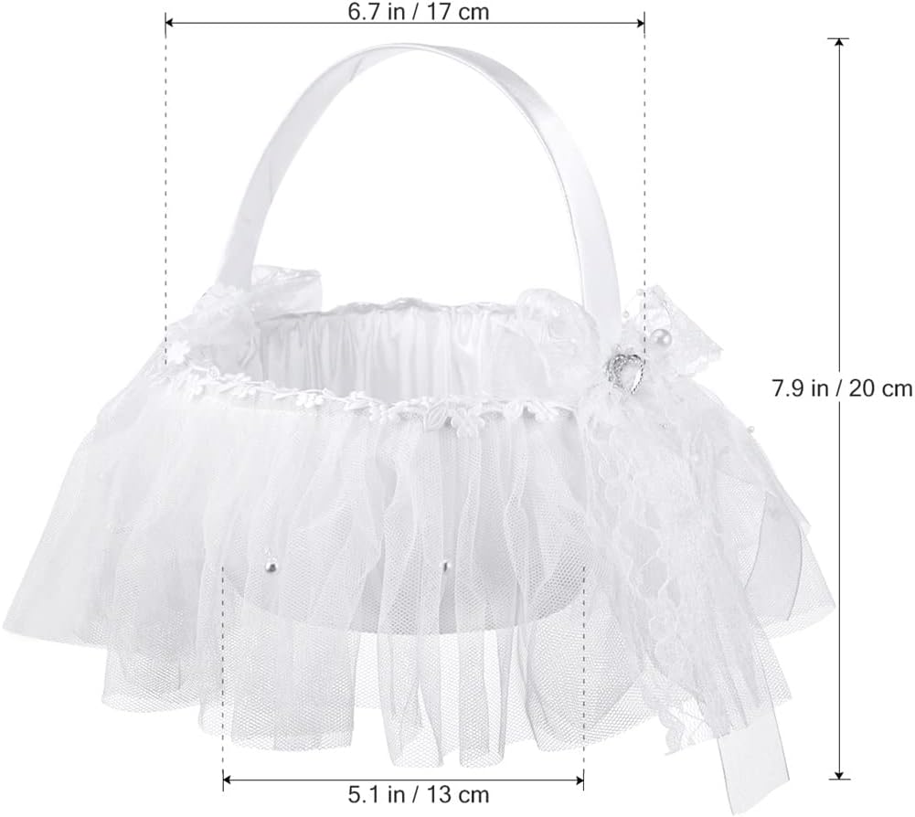 Wedding Flower Girl Basket Pearl Bride Basket for Bridal Ceremony Party Decoration