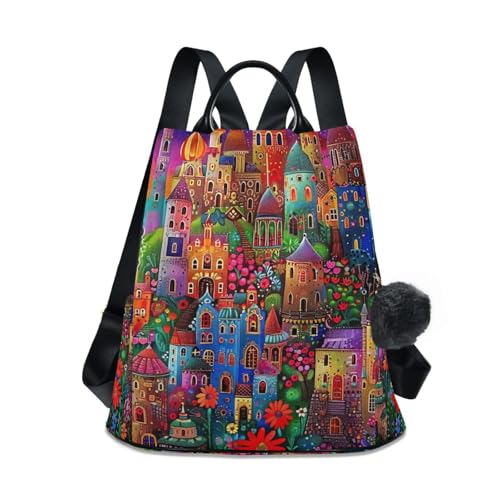 Sac à dos femme antivol chic avec pompon élégant noir
