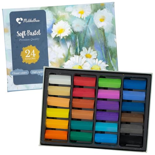Mikkelhus Soft Pastel Chalks 24 Colours Set Intensely pigmented soft pastel chalks Artist chalks for hobbyists & artists