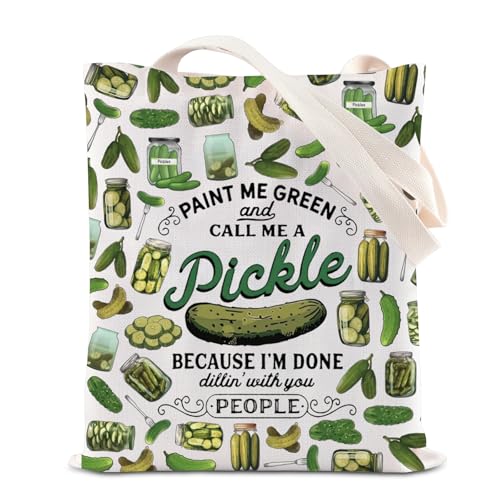 KUIYAI Funny Pickle Tote Bag Pickle Lovers Bag Pickling Season Gift Dill Pickle Food Fermentation Gift Canned Pickle Gift