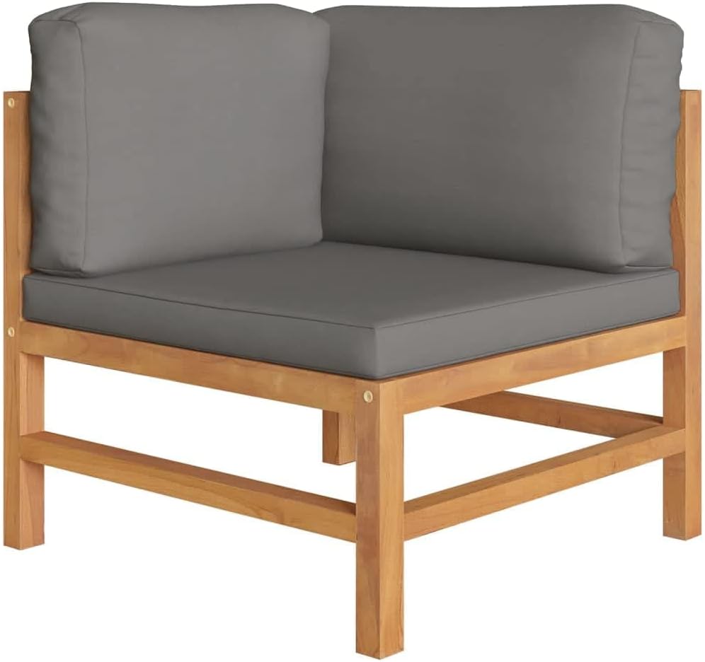 Garden Lounge Set Grey Cushions Teak Wood, Polyester Medium Contemporary Outdoor Sets Patio Furniture Set Poolside Furniture Set Outdoor Sofa Set