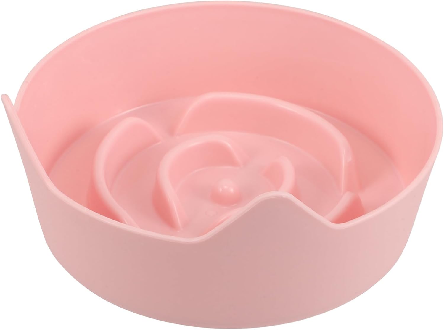 Cat Slow Feeder Bowl Pink Plastic Shallow Cat Food Dish Anti-Slip Slow Eating Bowl and Kittens