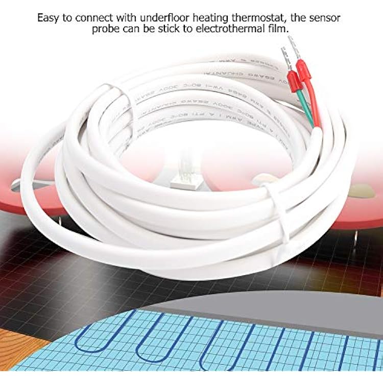 Milltrip Underfloor Heating Thermostat Sensor Probe, 3 Meters Underfloor Heating Thermostat Accessory Floor Temperature Sensor Probe Cable