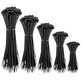 Bridas para Cables 100/150/200/250/300mm Ajustable Universal Soporte para Cables Resistente a Temperatura Sujetacables para Gestión de Cable Eléctrico Oficina Hogar Jardín, Negro 500 Piezas