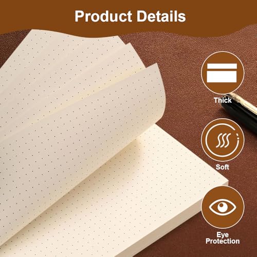 3 Packungen A5 Papier Gepunktet, 180 Blätter A5 Nachfüllpapier Gepunktet, 6 Löcher Nachfüllbare Refill Paper Nachfülleinlagen, für Notizbuch Skizze Tagbuch Malerei Bullet Journal, Beige (21 x 14.5 cm)