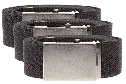 Duke London Mens Big Size 3 Pack Plain Webbing Belt in Black in 7XL