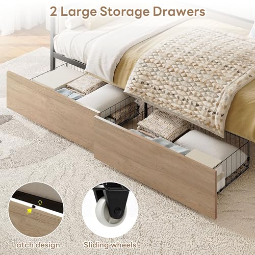 Image of LIKIMIO Daybed with Storage Drawers, Twin Day Bed Frame with Boucle Upholstered Headboard and Charging Station, Sofa Day Bed with Strong Supports for Living Room, Bedroom and Guest Room, Cream