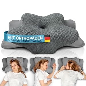 Glueckstoff-Orthopaedisches-Kissen-Zertifiziert-fuer-alle-Schlaftypen-Kopfkissen-Nackenschmerzen-aus-Memory-Foam-Nackenstuetzkissen-Ergonomisches-Kopf-Kissen-Seitenschlaeferkissen-Grau