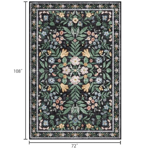 Tapete Floral Grande 6x9 Pies Negro Carbón LUXRUG miniatura 2