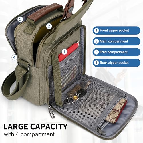 Image of WITZMAN Crossbody Bag for Men Small Canvas Vintage Messenger Bag Man Purse Satchel Shoulder Bags for Work Travel