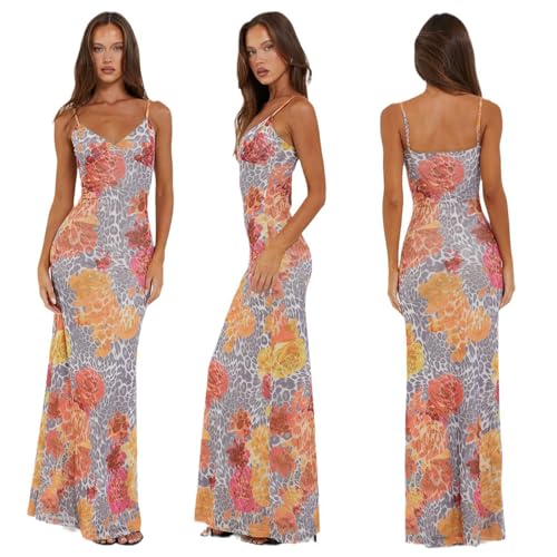 Women Spaghetti Strap Satin Dresses Backless Hollow Casual Boho V Neck Dress Flowy Dress4