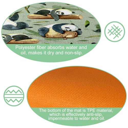 Tapis de cuisine antidérapant lavable panda absorbant - 6