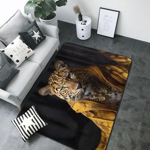 Tapis léopard en flanelle 203x147 cm pour décoration de chambre - 5