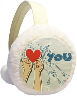 Holding Heart Sign I Love You Valentine Winter Ear Warmer Cable Knit Furry Fleece Earmuff Outdoor