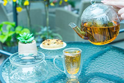 Aserson 1350 Ml/ 45 Oz Glass Teapot, Tea Warmer, Heat Resistant, Stainless Steel Infuser, Handmade, Leaf Tea Brewer, Borosilicate Glass, Stovetop Teapot And Microwave Safe #TOP5