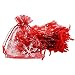 SumDirect 100Pcs 3.54" x 4.72" Sheer Drawstring Organza Jewelry Pouches Wedding Party Christmas Favor Gift Bags (Red)