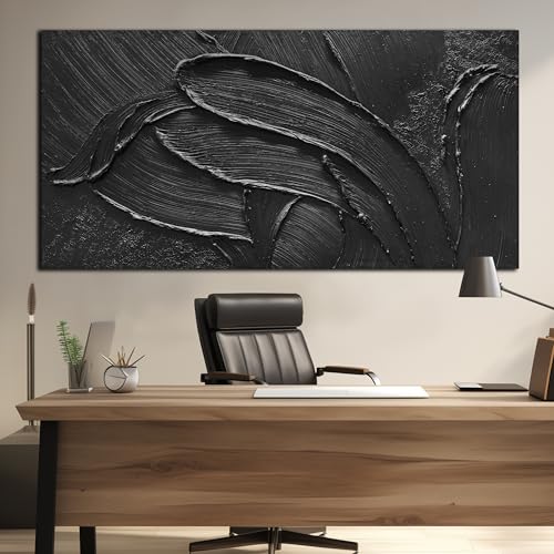 MDHKVPM Extra Large Black Abstract Painting Wall Art 3D Hand Painted Decor by MDHKVPM - Used condition - Image 6