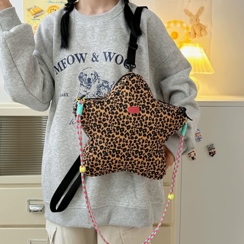 Crossbody Bag Nylon Leopard Print Star Shape Small Casual Shoulder Bag Hobo Bag Change Purse Travel Daypacks4