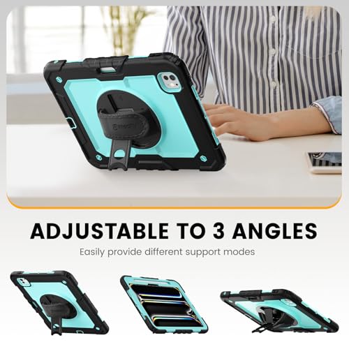 timecity Case for iPad Pro 11 Inch M5 2025 / M4 2024, 360° Rotating Stand, Pencil Holder & Wireless Charging, Shockproof with Screen Protector & Shoulder Strap -for Designers & Professionals,Blue by timecity - Used condition - Image 4