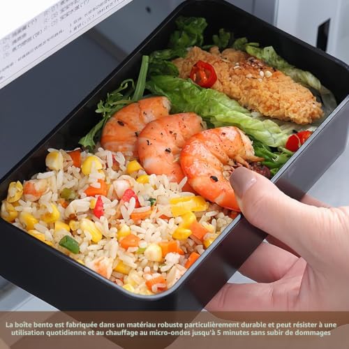 WANDGU Boîte à bento japonaise 1400 ml : boîte à bento pour adultes avec bol à soupe et sac isotherme, boîte à lunch avec compartiments, empilable, pour adultes et enfants, pour le travail et l'école – vue 6
