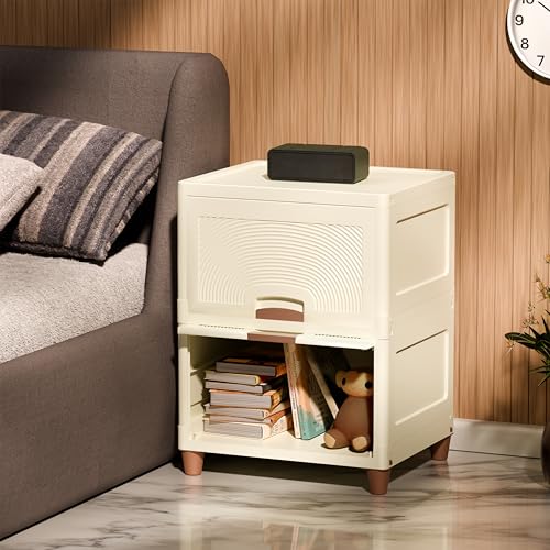 Image of Amazon Basics Multi-Purpose Large Organizer | Modular Storage Box for Clothes, Kitchen, Bedroom & Living Room | Stackable Rack, Space-Saving Wardrobe Cabinet (Off White), 2 Piece, 37.5LX44.7WX27H cm