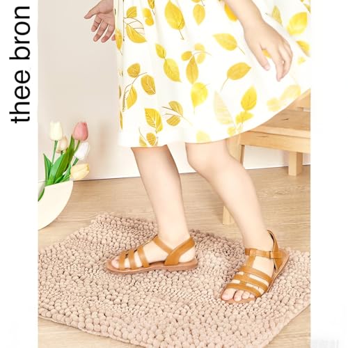 Image of THEE BRON Girls Brown Comfort Sandals Kids Shoes Sandals Filles Sandales(AA352,Brown /6M)