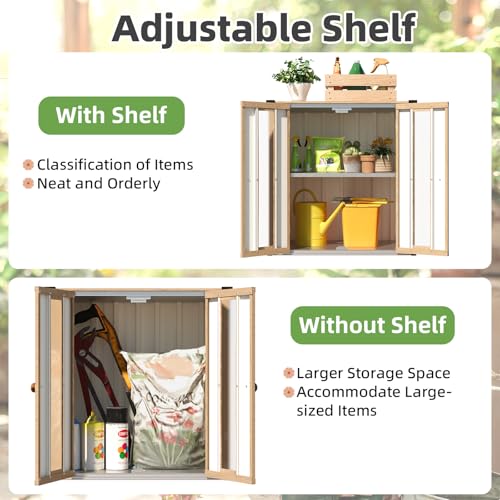 Image of AECOJOY Outdoor Storage Cabinet Waterproof with Floor & Adjustable Shelves