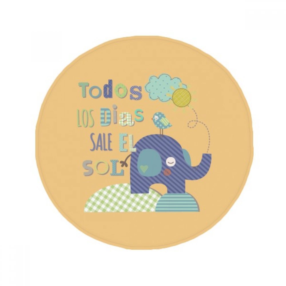 Tapis de bain rond éléphant cartoon jaune 50x50 cm DIYthinker anti-dérapant