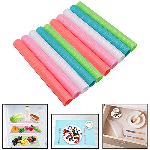 ZOORE 10er Antibakterielle Kühlschrankmatten für die Einlegeböden des Kühlschranks, Anti-Schimmel, Anti-Feuchtigkeit, abwaschbar und DIY zuschneidbar Kühlschrankeinlagen, Schubladenmatte - 5 Farben