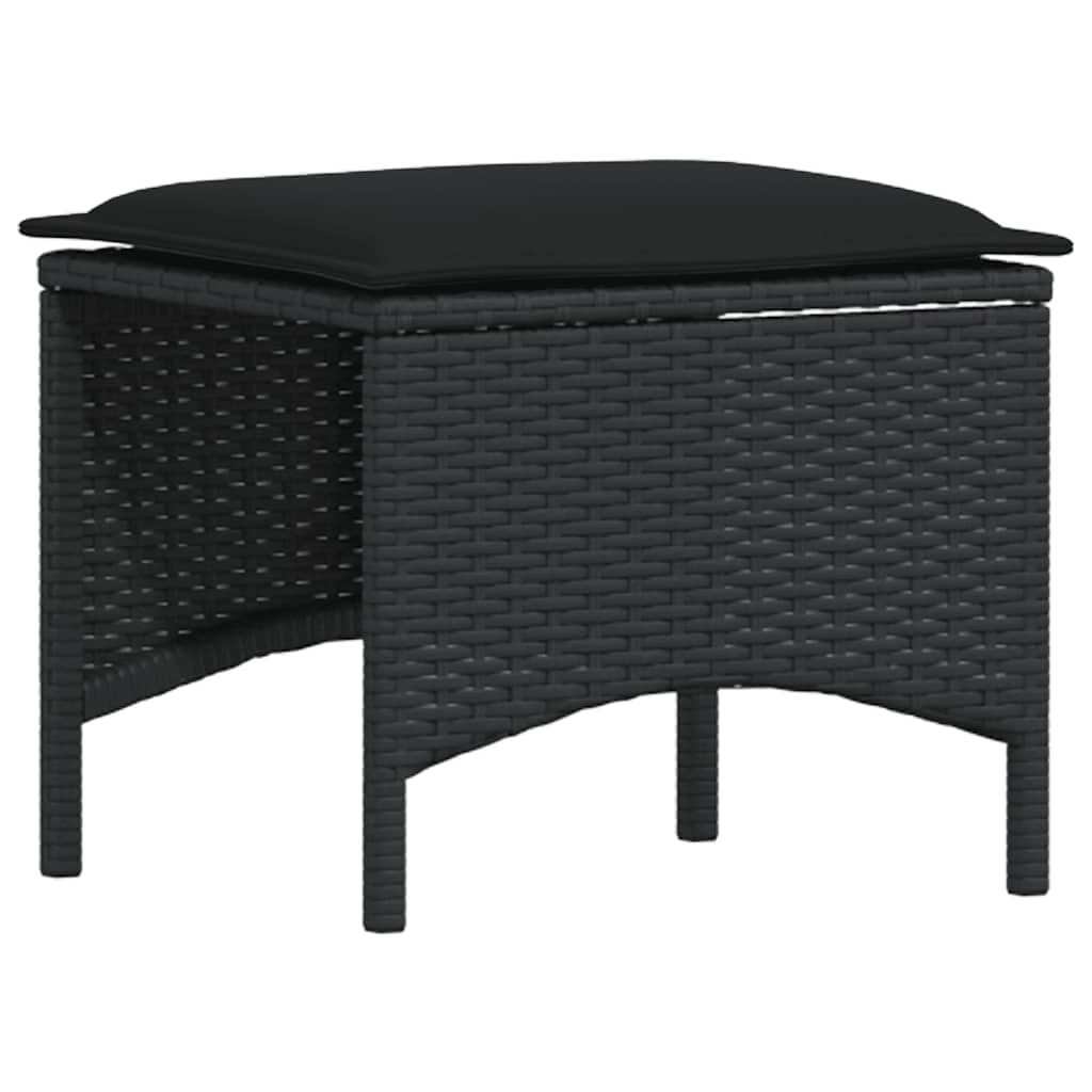 Ecklounge Rattan Gartenlounge Set Gartenmöbel Klein Sofagarnitur Balkonlounge Balkon Loungemöbel Rattan Gartensofa mit Kissen Schwarz 4-TLG Type-1