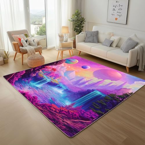 Tapis de chambre moderne lavable et antidérapant violet - 2