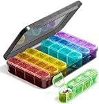Odaro Weekly Pill Organizer 4 Times a Day, BPA Free Daily Pill Box 7 Day, Large Travel Pill Case with 28 Compartment to Hold Medicine, Vitamin and Supplement - Black Case