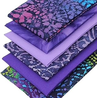 6 Fat Quarters - Purple Dazzle Batik Bundle in shades of Purple, Pink and Blue 100% Cotton Fabric. Ideal for Crafting Sewing and Quilting Projects (includes free patchwork pattern by Overdale Fabrics)