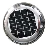 Ventilatore di scarico solare da tetto in acciaio inossidabile 2,5 W, 60 CFM, impermeabile, for WC camper, barche, container, serre,Ultra silenzioso