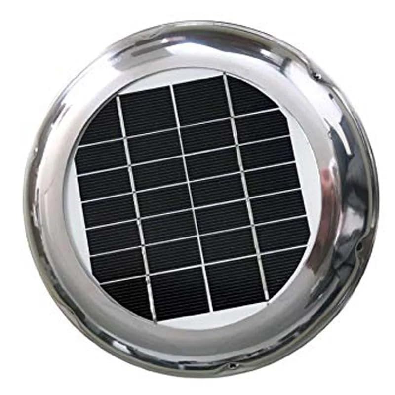 Ventilatore di scarico solare da tetto in acciaio inossidabile da 2,5 W, 60 CFM, impermeabile, for WC di camper, barche, container, serre