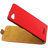 ebestStar - Coque Compatible avec Sony Xperia E3 D2203 Etui Housse PU Cuir Rabat Ultra Fin (Ultra Slim Case), Rouge [Appareil: 146 x 72 x 7.3mm, 5.2'']