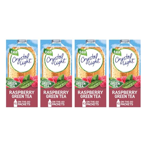 Crystal Light On The Go Raspberry Green Tea, 10-Packet Box (Pack of 4)
